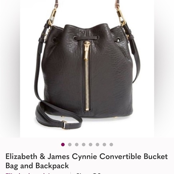Elizabeth and James Leather Sling Bucket Bag Backpack Black main image 12